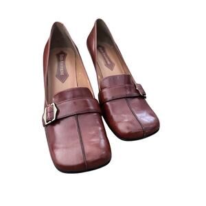 Vintage Enzo Angiolini Eadanette Brown Leather Low Loafer Pumps Heels Size 8.5